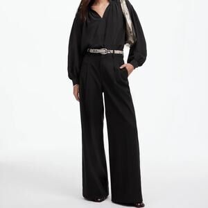 NWT Madewell The Harlow Superwide-Leg Trouser in Brushed Twill Black Size 0